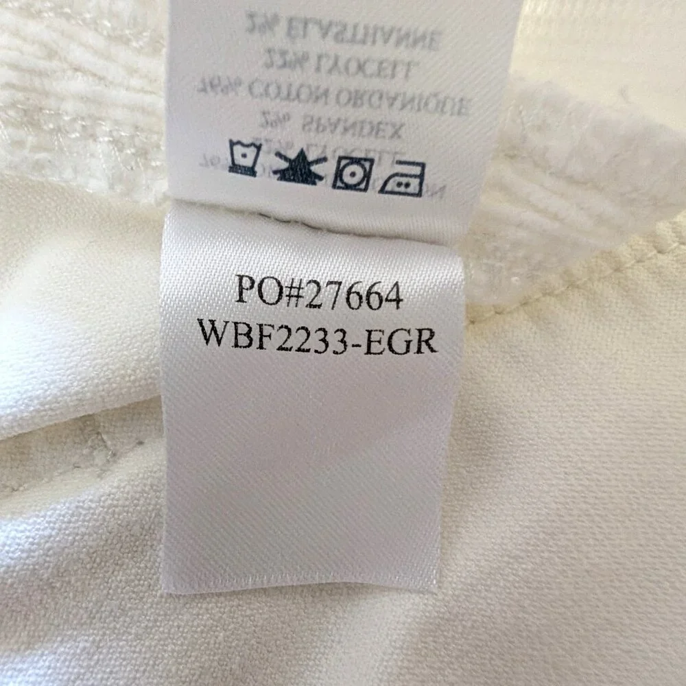 Faherty Womens Size 26 Egret White Corduroy Patch Pockets Wide Leg Pants Flaw - Picture 12 of 12